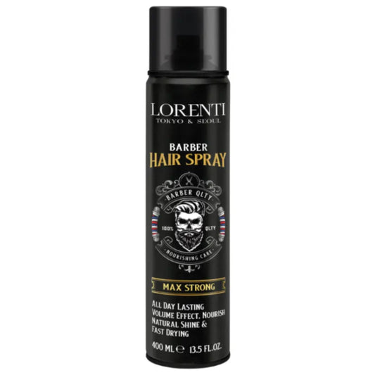 Lorenti Barber Hair Spray can on a white background