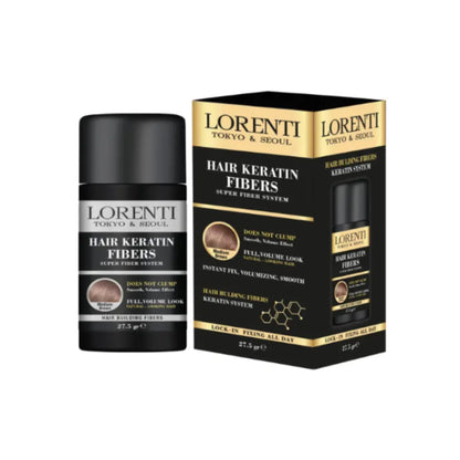 Lorenti hair keratin fibers packaging on a white background