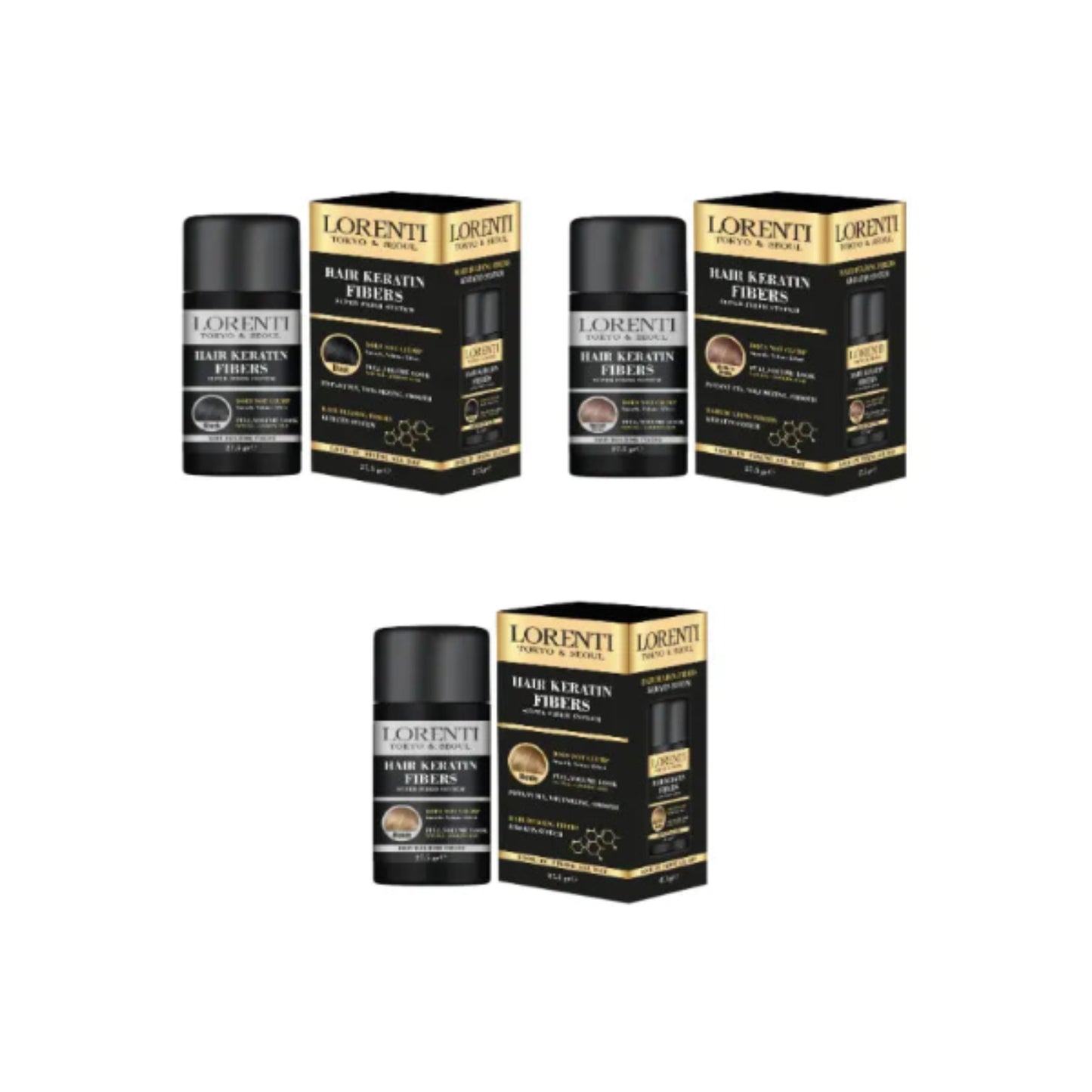 Lorenti hair keratin fibers packaging on a white background