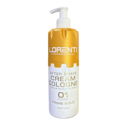 Lorenti after shave cream cologne bottle on a white background