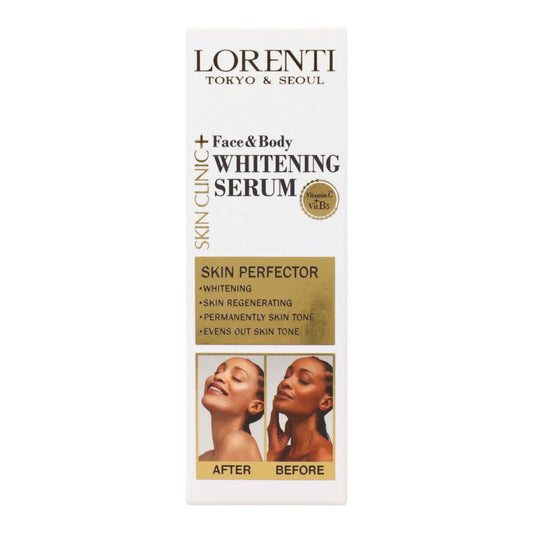 Lorenti Skin Clinic Face & Body Whitening Serum packaging on a white background
