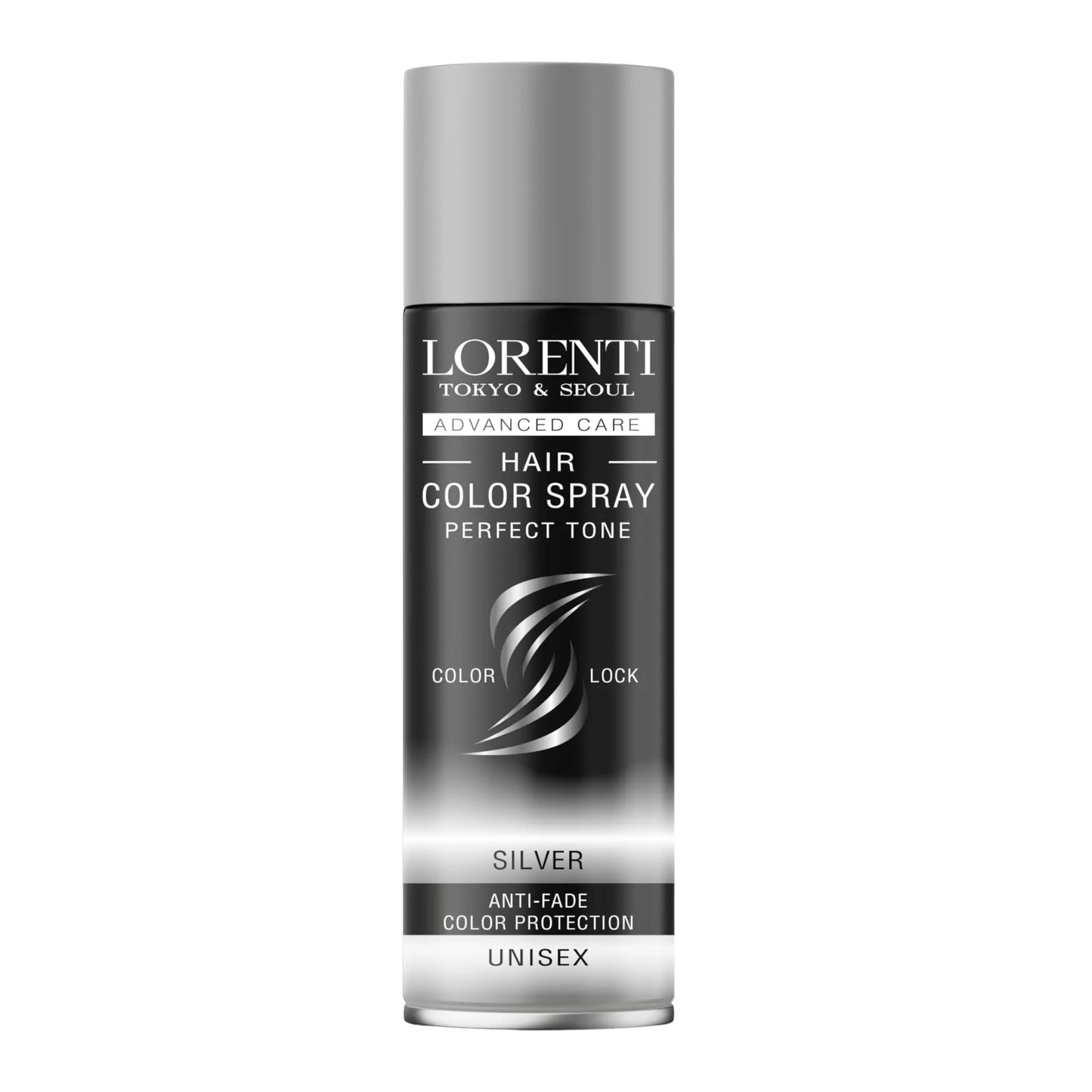 Lorenti hair color spray bottle on a white background