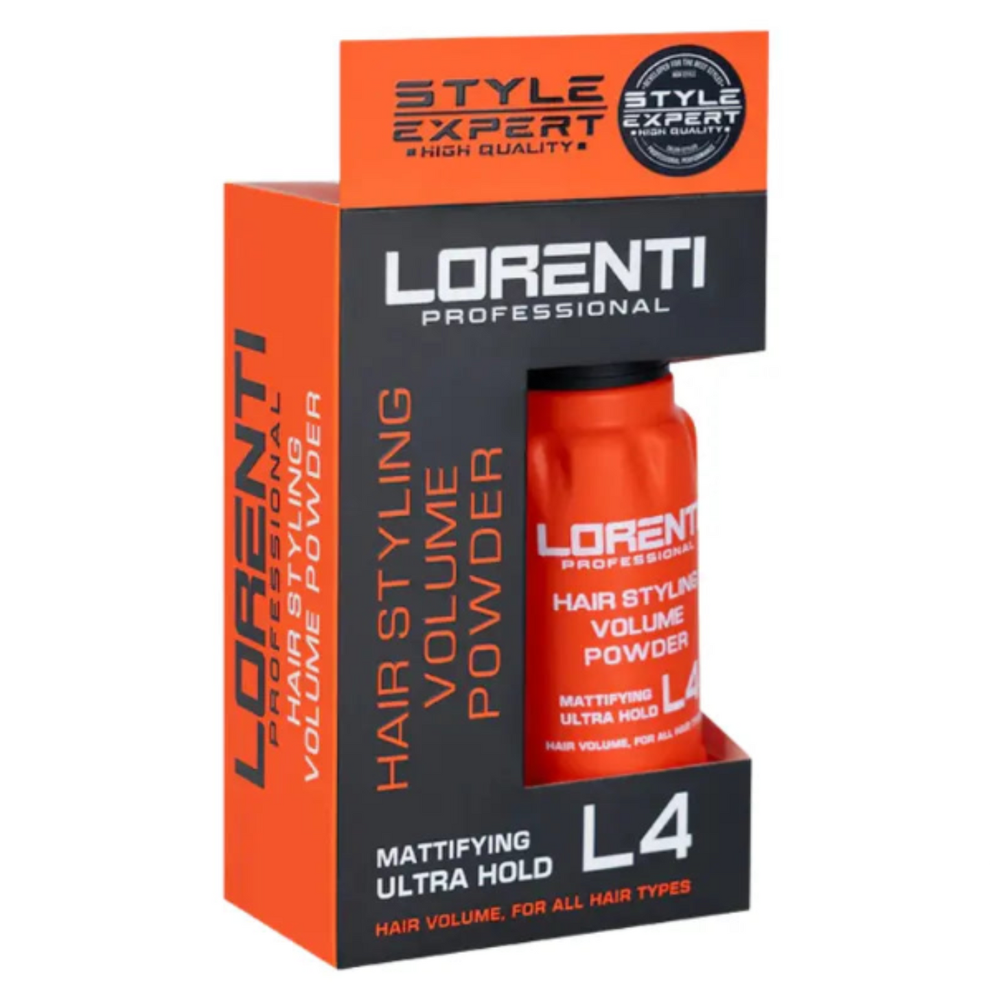 Lorenti Professional hair styling volume powder packaging on a white background